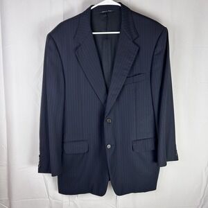 Canali‎ Sport Coat Men 40 Blue Jacket Italian Wool Blazer Pin Stripe Casual Suit